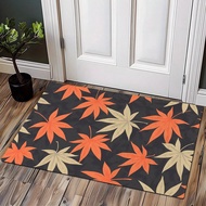 1pc Luxury Minimalist INS Style Maple Leaf Pattern Doormat, Popular European & American Holiday Deco