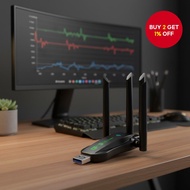 AX900 Dual-Band WiFi and Bluetooth USB Adapter with Antenna, Plug and Play for Windows