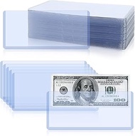 Rainmae 50 Pack Hard Plastic Clear Money Holder, 6.8" x 2.9" PVC Transparent Bill Money Top-Load Sle
