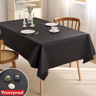 Solid Color Table Cloth Waterproof Oil-Proof Polyester Tablecloth Decorative Washable Fabric Table C