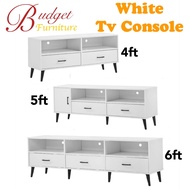 NEW ARRIVAL WHITE TV CONSOLE / LIVING CABINET/ TV RAK 4FT /5FT 6FT