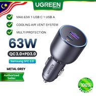 UGREEN 130W Car Charger 3 Ports PD 100W 30W SCP 22.5W Fast Charge USB C QC 4.0 Trickle Charging Stab