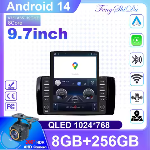 9.7 inch Android 14 Car auto for Mercedes Benz R Class W251 R280 R300 R320 R350 R63 2006-2011 2013 R
