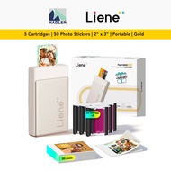 Liene Pearl N200 Pro Portable Photo Printer Gold – 2x3 Inch Bluetooth Sticker Printer 50 Adhesives