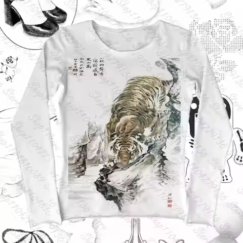 Chinese-style Ink Wash 3D Tiger Printed Long Sleeves: Wear The 'mighty Tiger' on Your Body Like The 