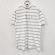 古著 Brooks Brothers 短袖 Polo 衫，白色，小號，帶刺繡 logo 和條紋圖案。