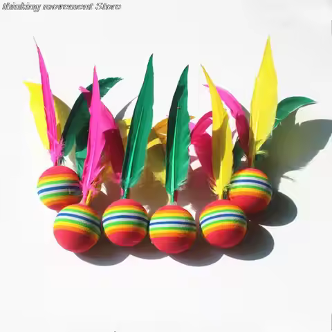 1/5pcs Colorful Feather Shuttlecock China Jianzi Foot Kick Hand wheel Fancy Goose Feather Shuttlecoc