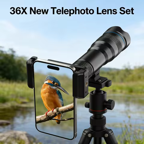 APEXEL 36X Telephoto Lens Monocular with Universal Mobile Phone Clip for iPhone Professional Camping