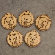 喝珍珠奶茶系列_動物版 原木鑰匙圈 鑰匙圈 吊飾 客製化 送禮