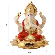 Pearl White Kamal Ganesha - 24kt GOLD PLATED IDOL - Size: 8cm x 7cm - “Lord of the People”