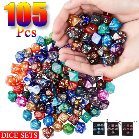 New Pearlescent Polyhedral RPG Dice Set 105/70/49/35/21/7Pcs Multicolor D&D Dice Role-Playing Board 