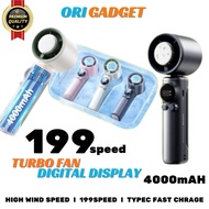 【Premium 199s】High Speed Cooling Fan 199 Gear Speed Wind USB Rechargeable Portable Hand Fan Electric