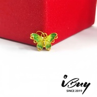 IBUY 999 Gold Green Yellow Blossom Butterfly Fairy Pendant 0.22G 24K (999) 足金999花仙金蝶