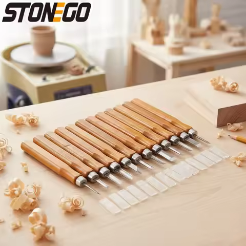 12pcs Woodcarving Tools Set Chisel Knife Engraving Kit for Beginners DIY Woodworking Crafting Hand T