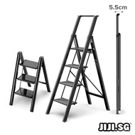 【In stock】(JIJI.SG) GALAXY Step Ladder - 3/4/5 Steps / Slim Aluminium Ladder / Foldable / Space Savings / Large Board Ladder JTHO