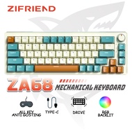 ZIFRIEND ZA68 Mechanical Gaming Keyboard 3 Modes 5pin Hotswap Rgb Backlit Wired Wireless Keyboard