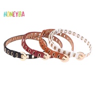 <Honeyba> New Grunge Women Belt Adjustable Hole Grunge Punk Belts For Women Alloy Pin Buckle Leather