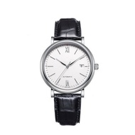 Comfortable Durable Leather Strap Automatic Mechanical Men's Watch, IWC Portofino Simple Casual Men's Watch Classic Fashion White Dial