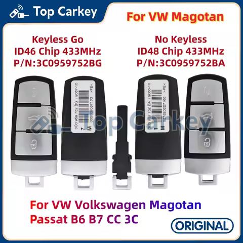 TopCarkey 3C0959752BA 3C0959752BG Original Remote Key ID48 ID46 Chip 433MHz for VW Volkswagen Magota
