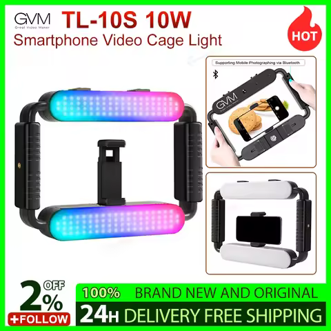 .GVM TL10S 10W Smartphone Video Cage Light LED Video Light Vertical Shooting LED Ring Light for DSLR