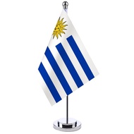 14x21cm Office Desk Flag Of Uruguay Banner Boardroom Table Stand Pole The Uruguayan National Flag Se