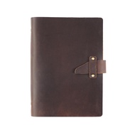 《1007》High Quality Rustic Genuine Leather Rings Notebook A5 Spiral Diary Brass Binder Journal Sketch