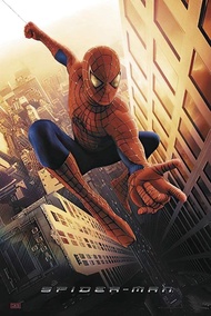 Spider-man Movie Poster Spiderman Swinging In New York City Size X Black Poster Hanger