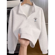 half zip sweatshirt half zipper sweatshirt Sweatshirt Half Zipper Jacket - Women's Floral Gray Autum
