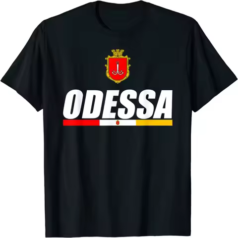 Odessa Ukraine Souvenir Flag of Odesa Gift Proud Ukrainian Men T-Shirt Short Sleeve Casual 100% Cott