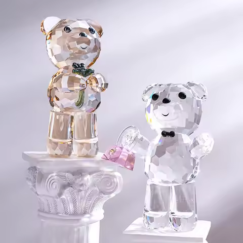 Crystal Teddy Bear Figurine - Red Heart, Soccer, Four-Leaf Clover & Balloon Bears - Lovely Animal Co