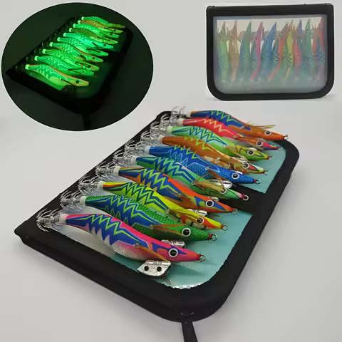 10 PCS Squid Fishing Bait Squid Hook Sea Fishing Bait Luminous Squid Hook Squid Bait Luminous Wood S