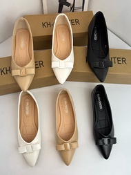K-packed expensive tail goods Wool Gentle bow-knot pointed-toe ballet shoes foreign trade source single large-size flat shoes 【QYUE】
