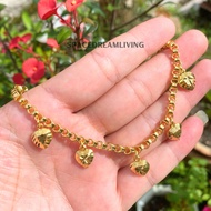 Rantai Tangan Emas Suasa Buah Hati Bold Gold Plated Love Pendent Bracelet