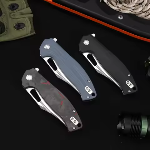 Portable Pocket Folding Knife 14c28n Blade Carbon fiber Knife Camping Hunting Survival Knives EDC Mu