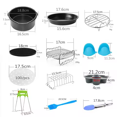 Air Fryer Accessories 12PCS for Gowise Gourmia Cozyna Ninja Air Fryer, Fit All 3.5-4.5QT Power Hot A