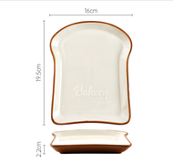 Đĩa sứ đựng thức ăn hình bánh mì sandwich Bakery - Ceramic sandwich shaped plate