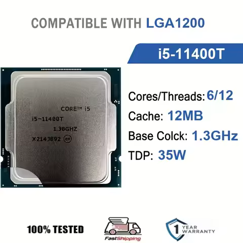 Intel Core i5-11400T 6 Core 12 Thread 1.3GHz 35W 12MB Cache 10nm Rocket Lake DDR4-3200 MHz SRKP2 LGA