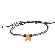 TAKA Jewellery 999 Pure Gold Alphabet Charm with Nylon Bracelet