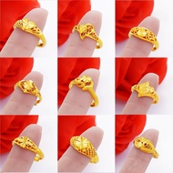 Cincin mulut hidup pasir emas wanita tahan lama bersalut emas 999 cincin emas tulen cincin personaliti fesyen wanita
