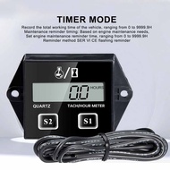 LCD Digital Inductive Tachometer Hour Meter Gasoline Engine Gauge For Bike/ATV Motorcycle Accessory