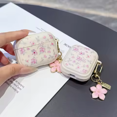 Pink Flowers Earphone Cases For Airpods 4 /2 Airpods 3 Case TPU Headphones Case Protective Case For 