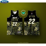 NEW DESIGN 2024 FREE CUSTOMIZE OF NAME AND NUMBER MIAMI HEAT GREEN ROSE CONCEPT JERSEY FULL SUBLIMAT