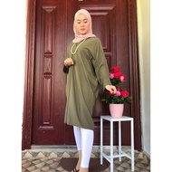 Dress Long sleeves women Baju Labuh Paras Lutut Ready stock Loose blouse muslimah long sleeves