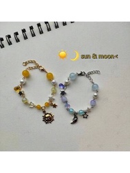 1 Pieza Pulsera Con Cuentas Del Sistema Solar Y Celestial Con Estilo Y2k, Ideal Como Pulseras De Amistad O De Pareja