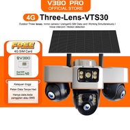 V380 Pro Solar Wireless IP66 Outdoor waterproofing VTS30 Three lens Wifi CCTV Camera Built-in Batter