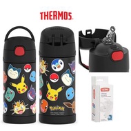 美國 Thermos 不鏽鋼真空兒童保溫吸管瓶水壺 - Pokemon + 吸管替換配件 (2 件裝)