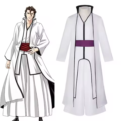 BLEACH Aizen Sousuke Cosplay Costume Men Arrancar White Robe Full Set Anime Cos Outfit Halloween Car