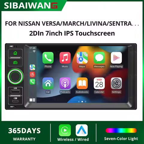 7 Inch 2Din IPS HD Car Radio MP5 Player Wireless Carpaly Android Auto BT For Nissan Versa March Livi