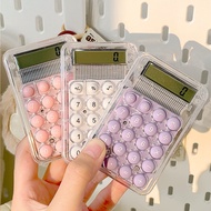 Mini Macaron Color Calculator 8 Digits HD Display Electronic Calculator Student Portable Transparent