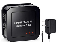 SPDIF/Toslink Digital Optical Audio Splitter 1x3, Optical Audio 1X3 Splitter, Support Dolby Digital